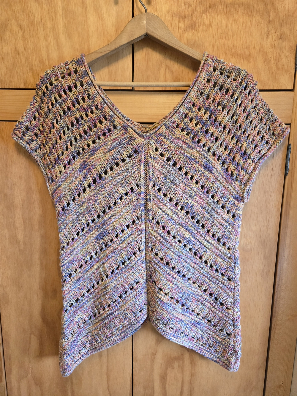 Multicolor Open-Knit V-Neck Sweater Top